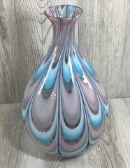 Lavender to Blue Melting Swirl Teardrop Glass Vase 11.5 x 6 inches