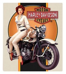 Harley-Davidson Dreaming Babe Embossed Tin Sign, 15 x 13 inches – Off-White