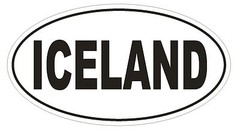 Iceland Oval Bumper Sticker or Helmet Sticker D2181 Euro Oval Country Code