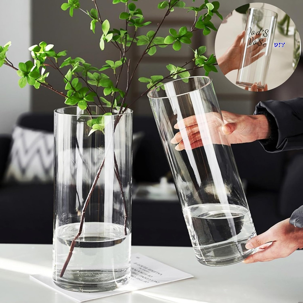 Acrylic Cylinder Plastic Vase for Centerpiece, Unbreakable Hurricane Tall Large