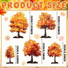 5 Pieces Mini Fall Maple Tree 2D 5 Size Autumn Artificial Miniature Trees Fla…