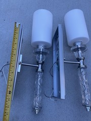 LOT OF 2 PIECES UTTERMOST CAMPANIA 1 LIGHT CARVED GLASS SCONCES (22486)