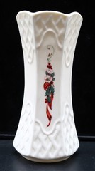 Belleek Winter Rose Vase Floral Basketweave 6 Sided 6 3/4″ 11th Mark Beautiful