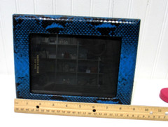 Graphic Image Leather Frame Holds 5×7″ Photo NEW Python Embossed Blue and Black
