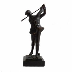 Bey Berk 12″ Bronzed Metal Golfer on Marble Base.