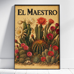 Cactus Flower Poster Canvas – El Maestro Mexican Botanical Wall Art Decor Gift