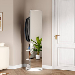 Multifunctional White 17.8 In. W X 66 In. H Rectangle Wood Framed Full Length De