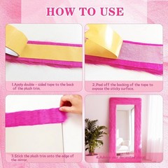 Pink Fluffy Mirror Frame Cover for 64×21 Inch Full-Length Mirrors