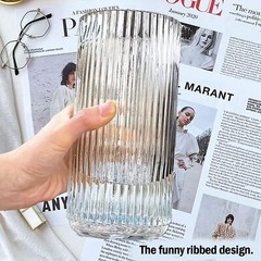 Muyan 9.8″ Flower Vase for Decor Ribbed Glass Vase Modern for Centerpieces De…