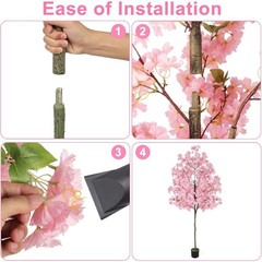 6FT Tall Cherry Blossom Artificial Tree, Fake Tree w/Plastic Nursery Pot, Pink