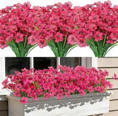 24 Bundles Artificial Flowers for Outdoors UV Resistant Silk Fake Flowers Faux