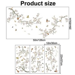 Removable 3D Two Curved Tree Branches Leaves With Colorful Flying Birds Wall …