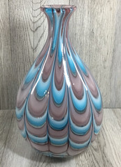 Lavender to Blue Melting Swirl Teardrop Glass Vase 11.5 x 6 inches
