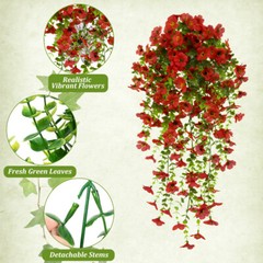 4x Artificial Flowers UV Resistant Outdoor Faux Plants for Hanging Basket Porch