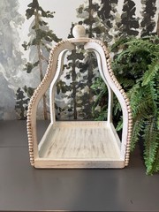 Mudpie Large Whitewashed Beaded Lantern, Brand New