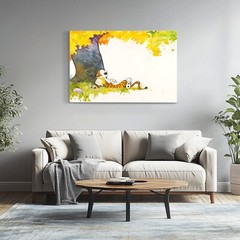 Calvin And Hobbes Canvas Wall Art Print – Kids Cartoon Framed Wall Hanging