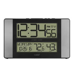 11 In. X 7 In. Atomic Digital Clock with Temperature and Humidity in Aluminum Fi
