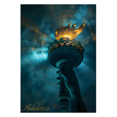 250 America Happy 4th of July – Statue of Liberty Torch Graphic – POSTER 20″x30″