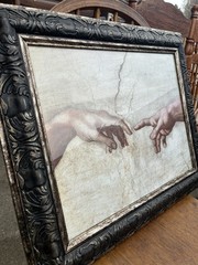 Michelangelo Creation of Adam Framed Art Print, 21×27 in, Renaissance