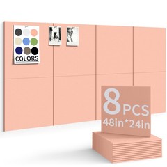 8 PCS Large Cork Board Alternative 48×24 Inch Felt Bulletin Tiles Push Pin