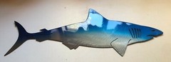 Shark – Metal Wall Art – Blue Tinged 48″ wide (4 feet)