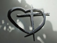 Heart & Cross – Metal Wall Art – Silver Polished Steel 9 1/2″ x 9″