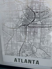 Map of Atlanta Georgia Gold Foil On White Canvas black frame Wall Art 16×24
