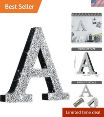 Silver Bling Wall Letter A Crystal Diamonds Home Decor Wedding Gift