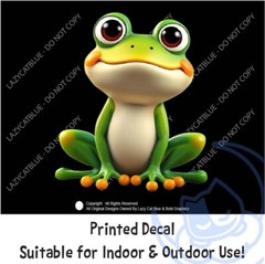 Cute Frog Decal Sticker Big Eyes Reptile Amphibian Love Frogs Smile Nature Life