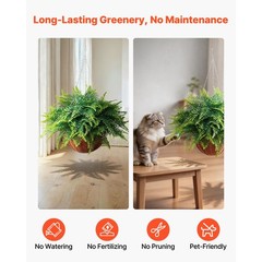 2 Artificial Ferns, 26in Tall, Hanging Style, Soft Silk Fronds, All-Weather Use