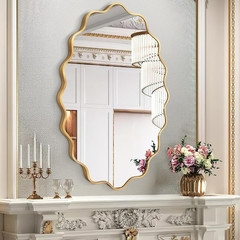 Dorlicecass Oval Wavy Mirror – Irregular Wall Mirror 22″x30″ Gold Asymmetrical A