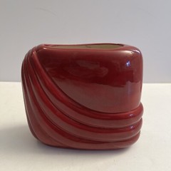 Vintage 1980’s Ceramic Red Art Deco Style Vase