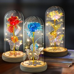 Eternal Forever Romantic Rose Flower In Glass Dome LED Light Mother’s Day Gift