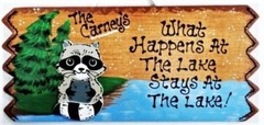 Personalize RACCOON LAKE Name SIGN Camping Camp Plaque Camper Campsite Cabin