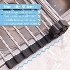 Seropy Roll Up Dish Drying Rack Over The Sink 17.5 x 11.8 in, Black