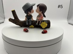 Cute Couple Mini Figure Statue Car Dashboard Decor Cartoon Interior Ornaments