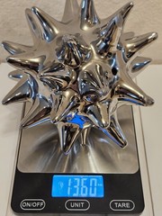 Silver Chrome Abstract Spiked Orb Sculpture 6″ Starburst Sea Urchin Table Decor