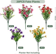 Artificial Flowers for Outdoor, UV Resistant Fake Silk Flowers, Realistic Fau…