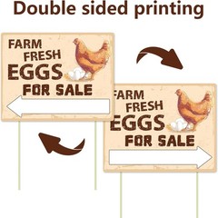 3Pcs Double Sided Farm Fresh Eggs Sign Eggs for Sale Sign Corrugated Plastic Fre