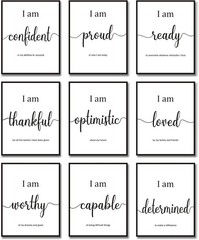 Inspirational 8×10 Wall Décor – 9-Piece Motivational Quote Set for Any Room
