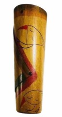 Kakadu Art Israel Wood Cylinder Vase Handpainted Signed Reut Shahar 12” Tall