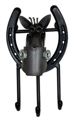 St. Croix Forge Steel Metal Lucky Horse Key Hook Wall Hanging Horseshoe