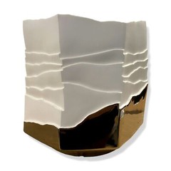 $1025 Fos Ceramiche White Platinum Erosum Porcelain Table Accent Vase 9in