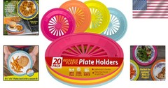 Plastic Plate Holders 10 Inch 20 Pack Reusable Dishwasher Safe Colorful Set
