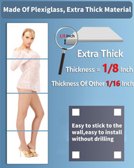 Full-Length Shatterproof Wall Mirror Set, 12×12 Inch, 4 Pcs, Safe for Kids