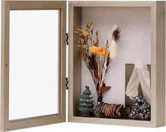8X10 Engineered Wood Shadow Box Frame with Pins and Linen Back,Wood Glass Displa