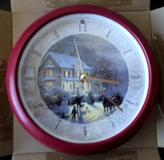 NOS 1990 Thomas Kinkade Christmas Carol Clock w/12 Traditional Xmas Carols
