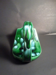 Vintage Ceramic Swan Bird Figurine 5″H X 6»L Green MCM