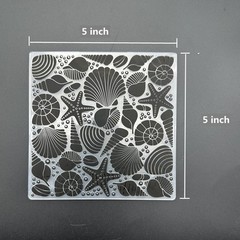 3D Plastic Embossing Folder Template Sea Star Shell Texture 5×5 Inch white