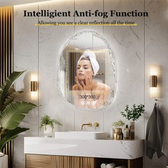 Irregular Wall LED Mirror Clear-crystal Glass Frame Vanity Mirror with Backlit